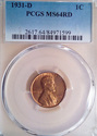 1931 D PCGS MS64RD Red Lincoln Wheat Cent1599