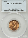 1933 Lincoln Cent PCGS Graded MS66+ PLUS GRADE Sup