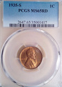 1935 S PCGS MS65RD Red Lincoln Wheat Cent 1417