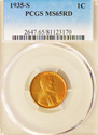 1935 S PCGS MS65RD Red Lincoln Wheat Cent 3170