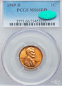 1949 D PCGS Graded MS66RD Red Lincoln Wheat Cent C