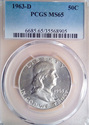 1963-D Franklin Half Dollar PCGS MS65 8905