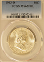 1963 D Franklin Half Dollar PCGS MS65FBL Full Bell