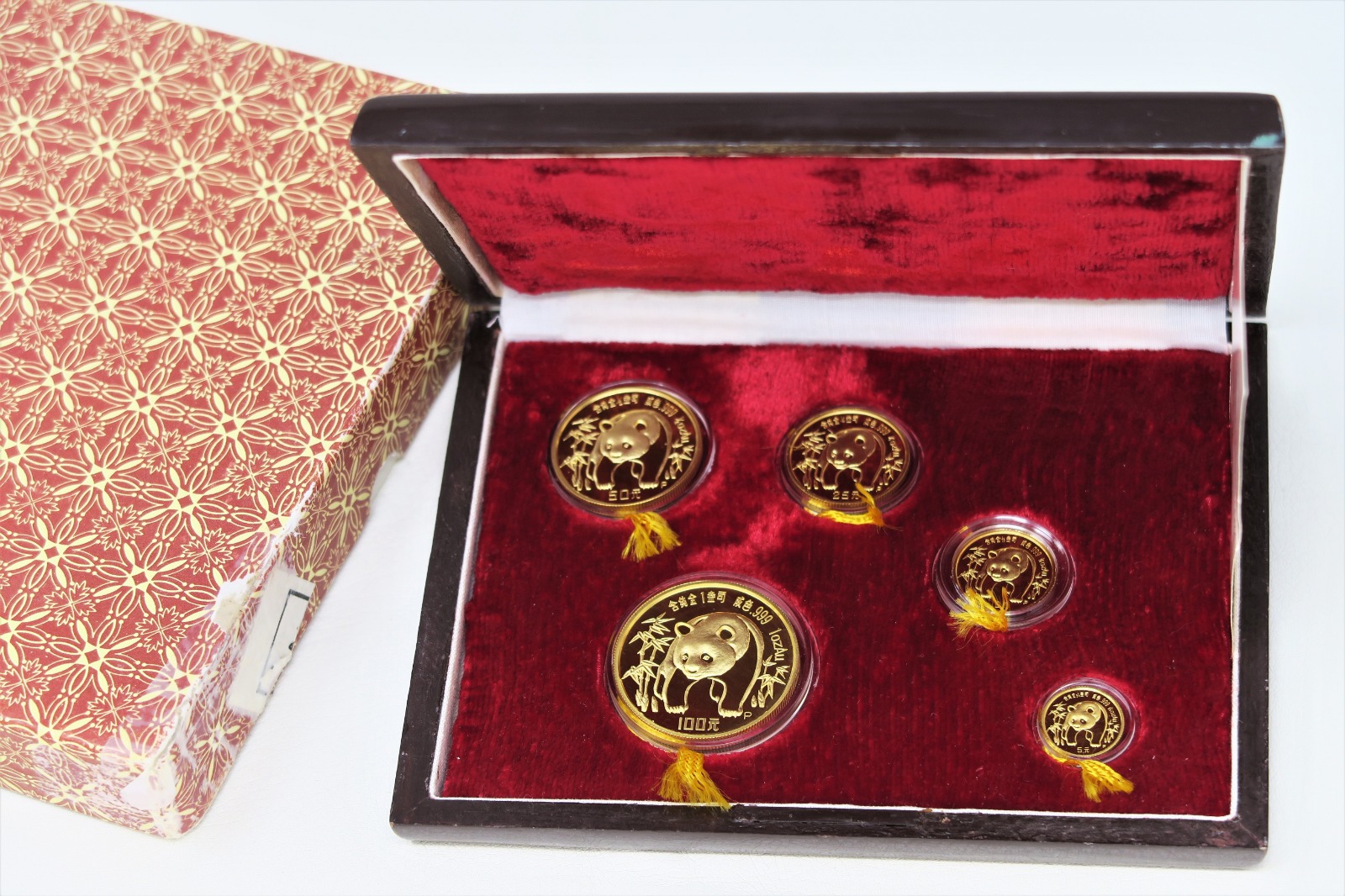 1986 China Panda Proof Gold Coin Set 1.9 ozt Gold Coin, COA, Box 17036