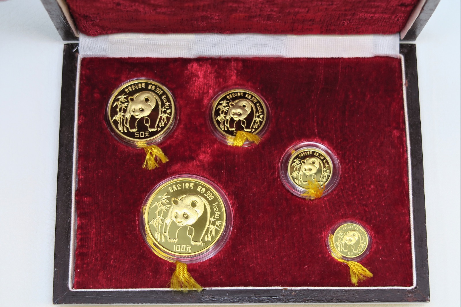 1986 China Panda Proof Gold Coin Set 1.9 ozt Gold Coin, COA, Box 17036