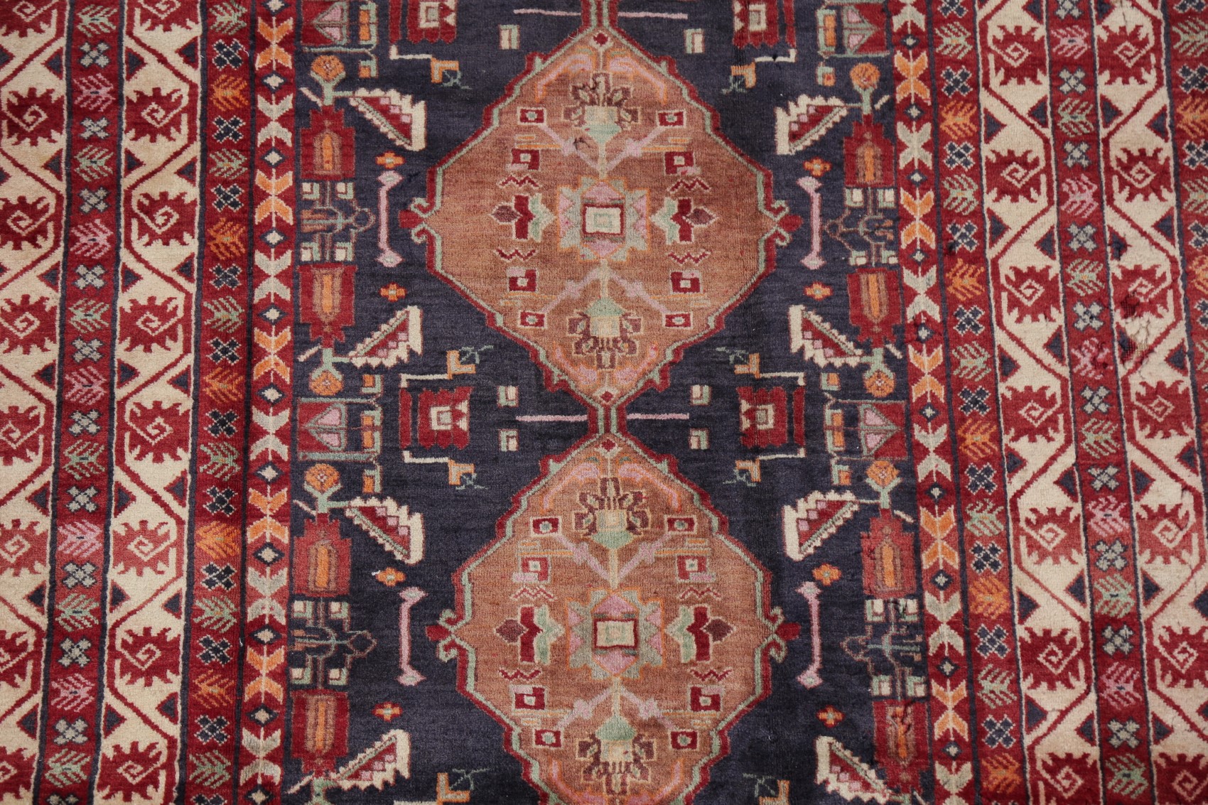 Decorative Vintage Geometric Ardebil Area Rug Hand-Knotted ...