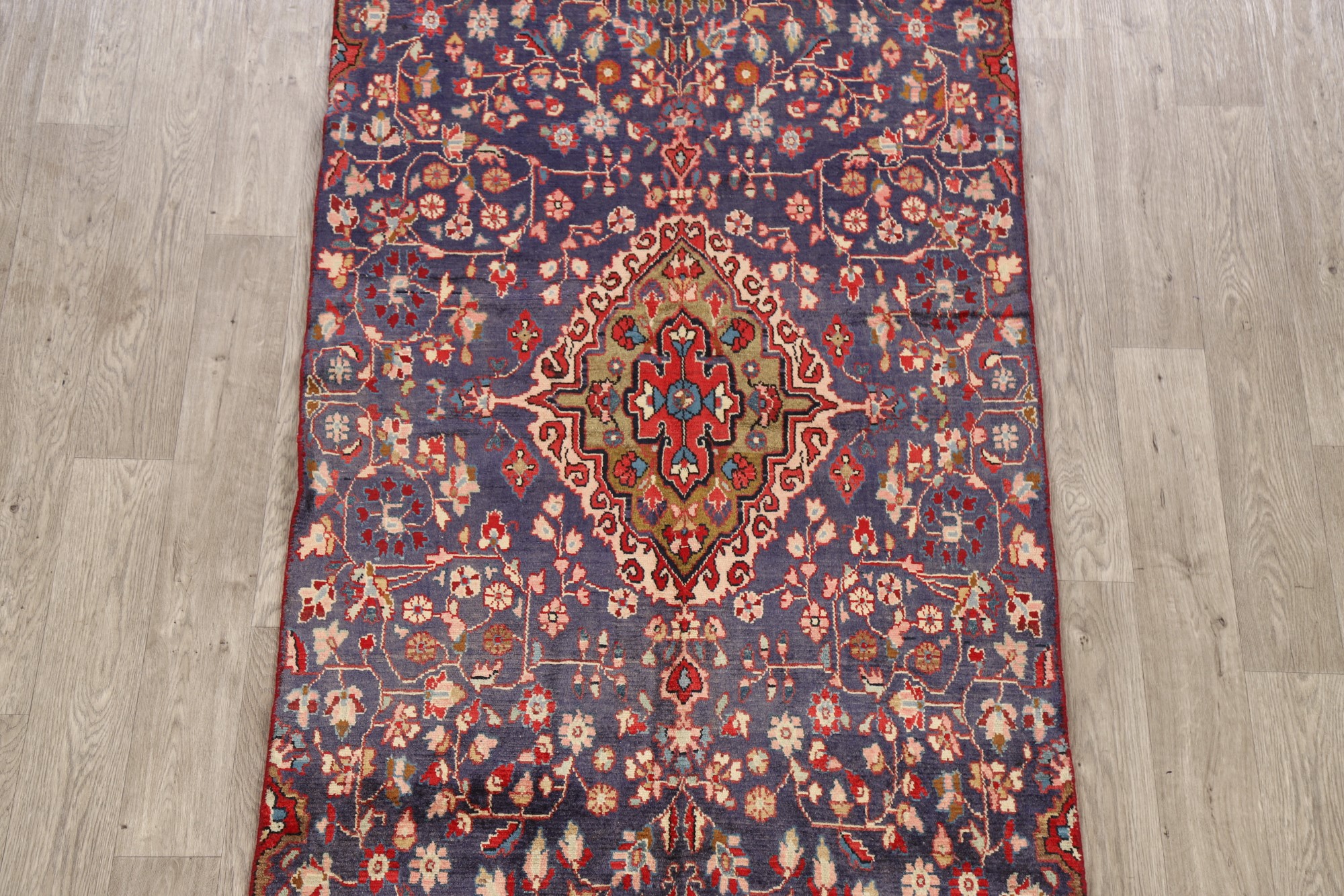 Vintage Navy Blue Floral Mahal Traditional Area Rug ...