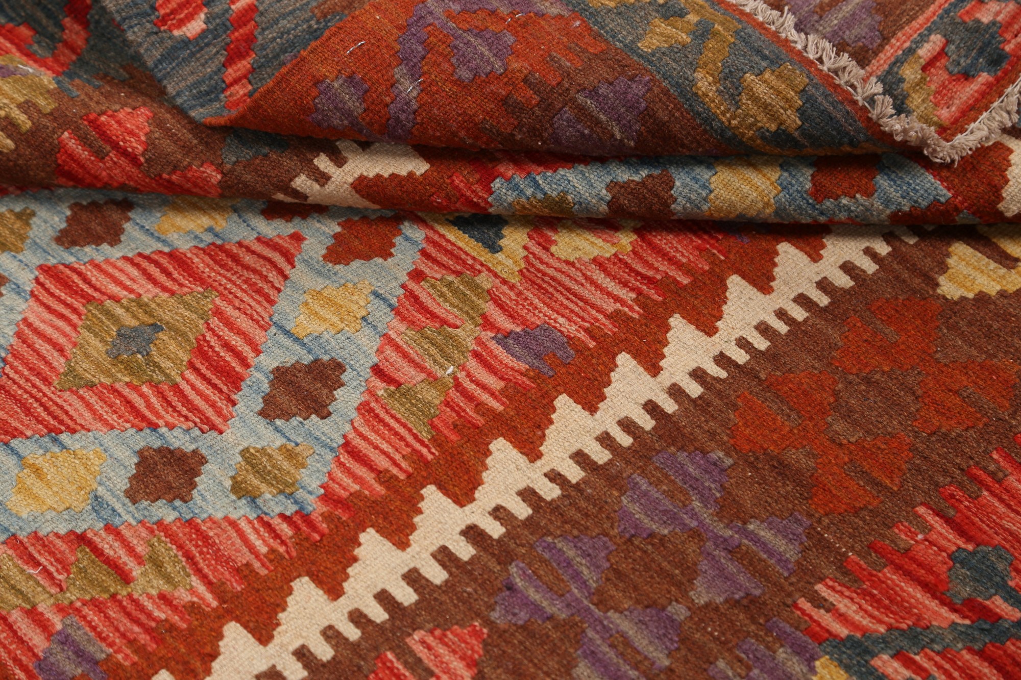 Geometric Kilim Oriental Hand-Woven Area Rug Wool ...