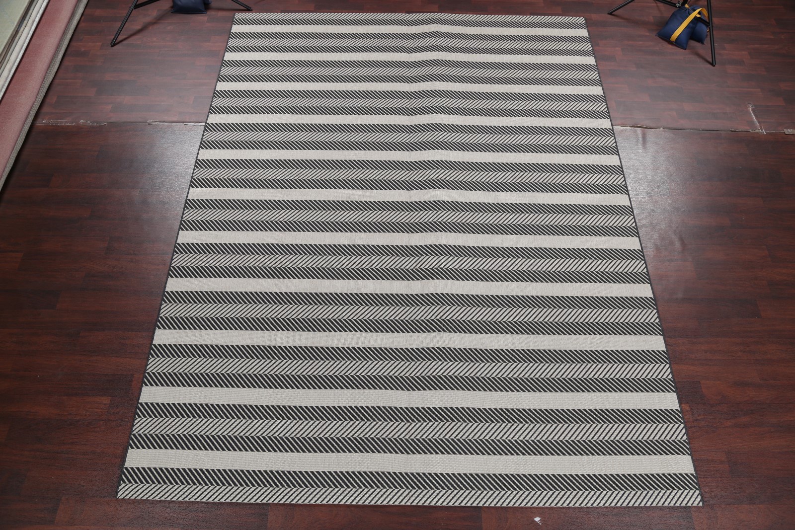 Dazzling Contemporary Stripe 9x12 Belgium Indoor / Outdoor Oriental