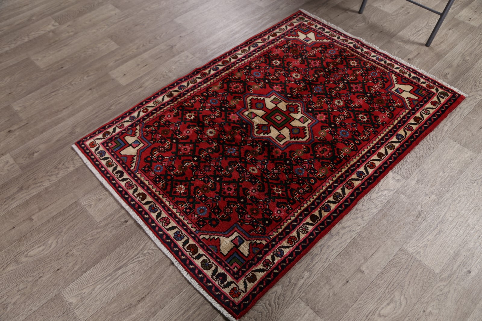 Hamadan Wool HandKnotted Rug 3x5 Geometric Oriental Red Foyer Rug NEW