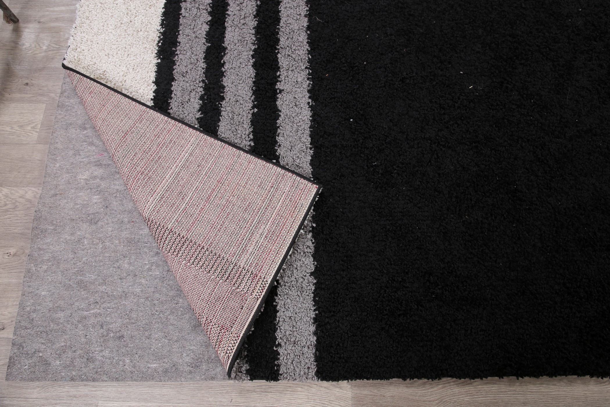 Oriental Geometric Panel Area Rug Shaggy BlackWhite Carpet 5x7 & 6x6