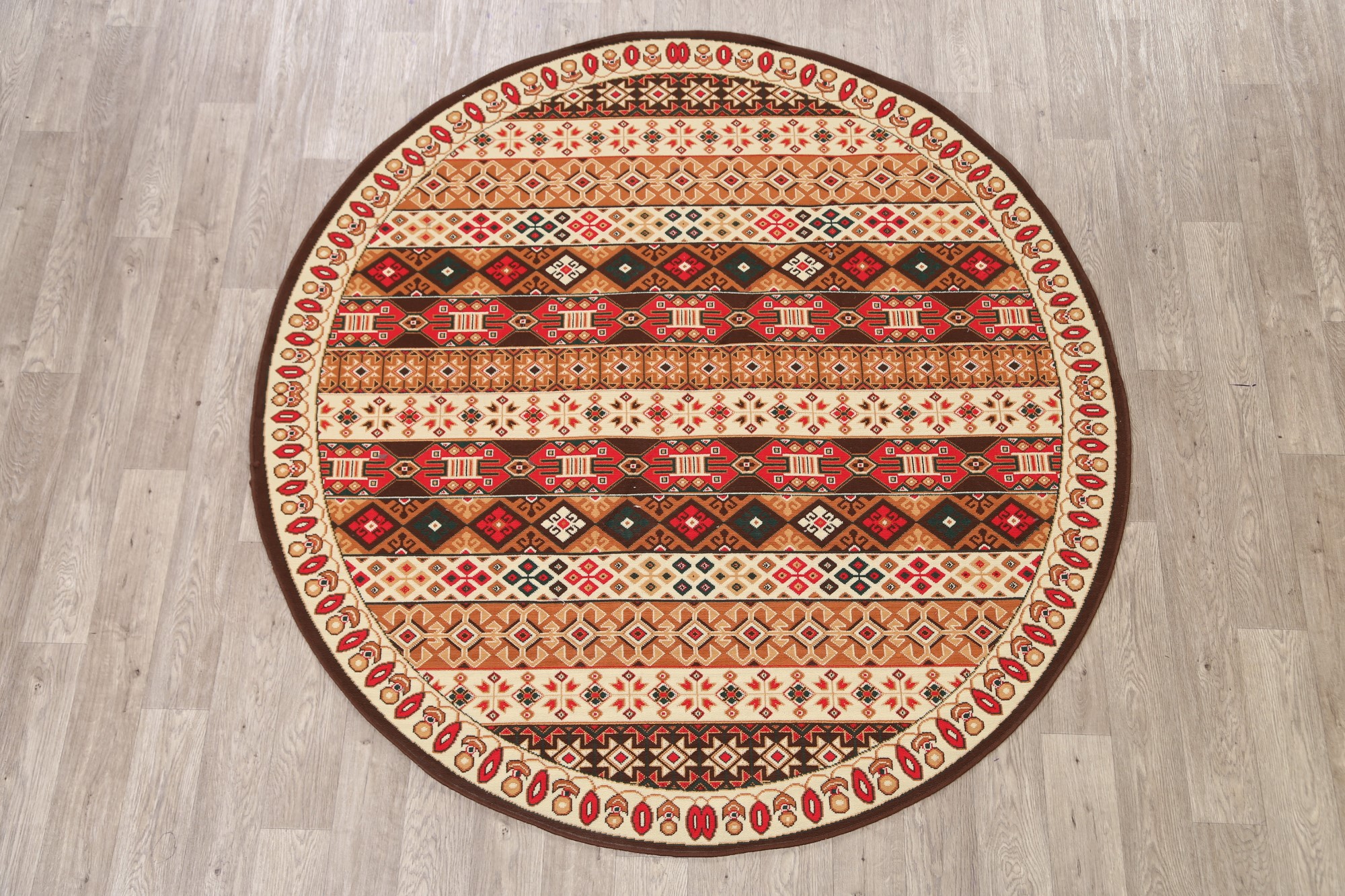 7x7 Round Oushak Oriental Area Rug Turkish Polypropylene Traditional