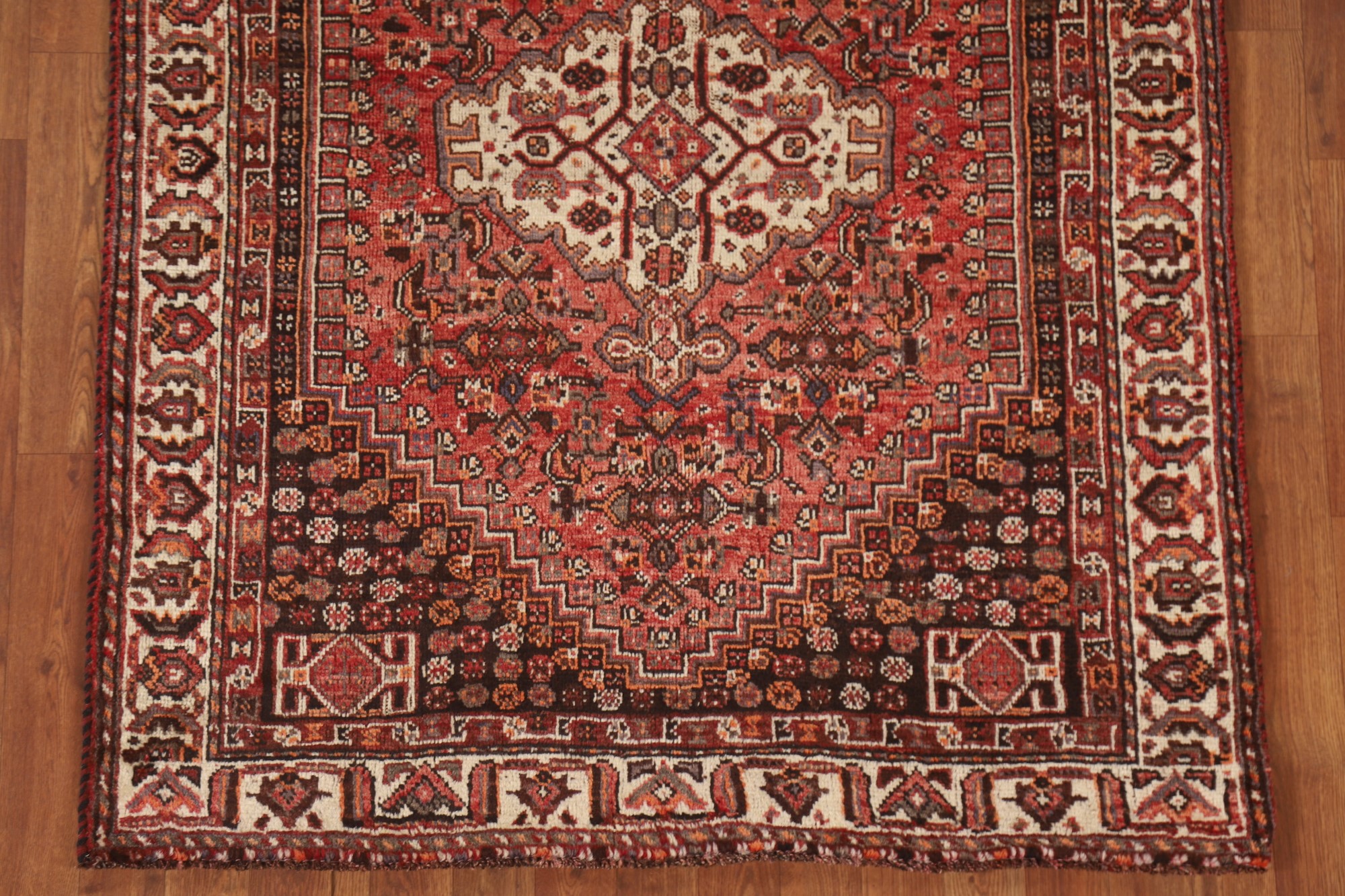 Geometric Traditional Hand-Knotted Vintage Rug 4x5 ft. Wool Carpet