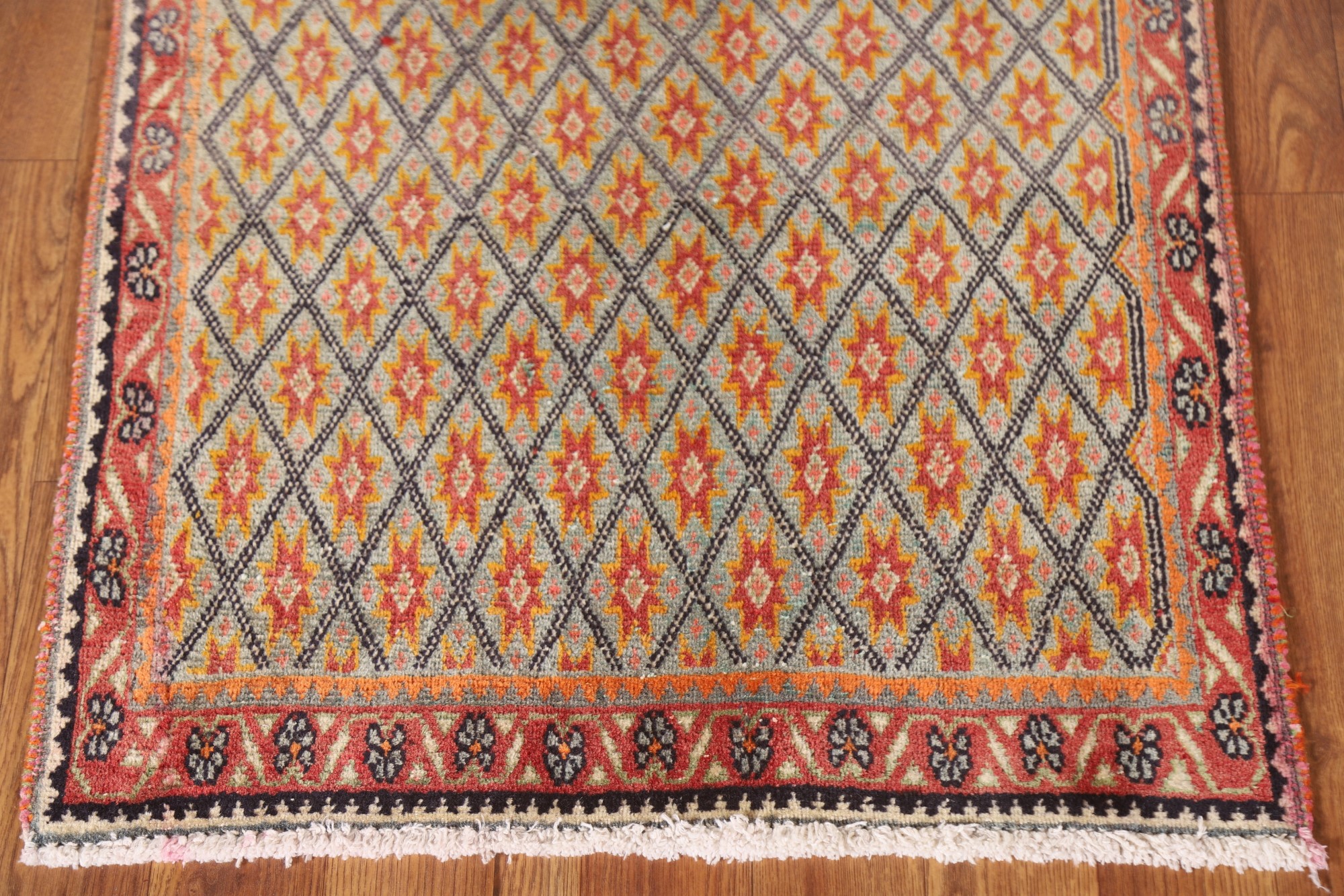 Vintage Square Rug 2x2 ft.Vegetable Dye Geometric Oriental