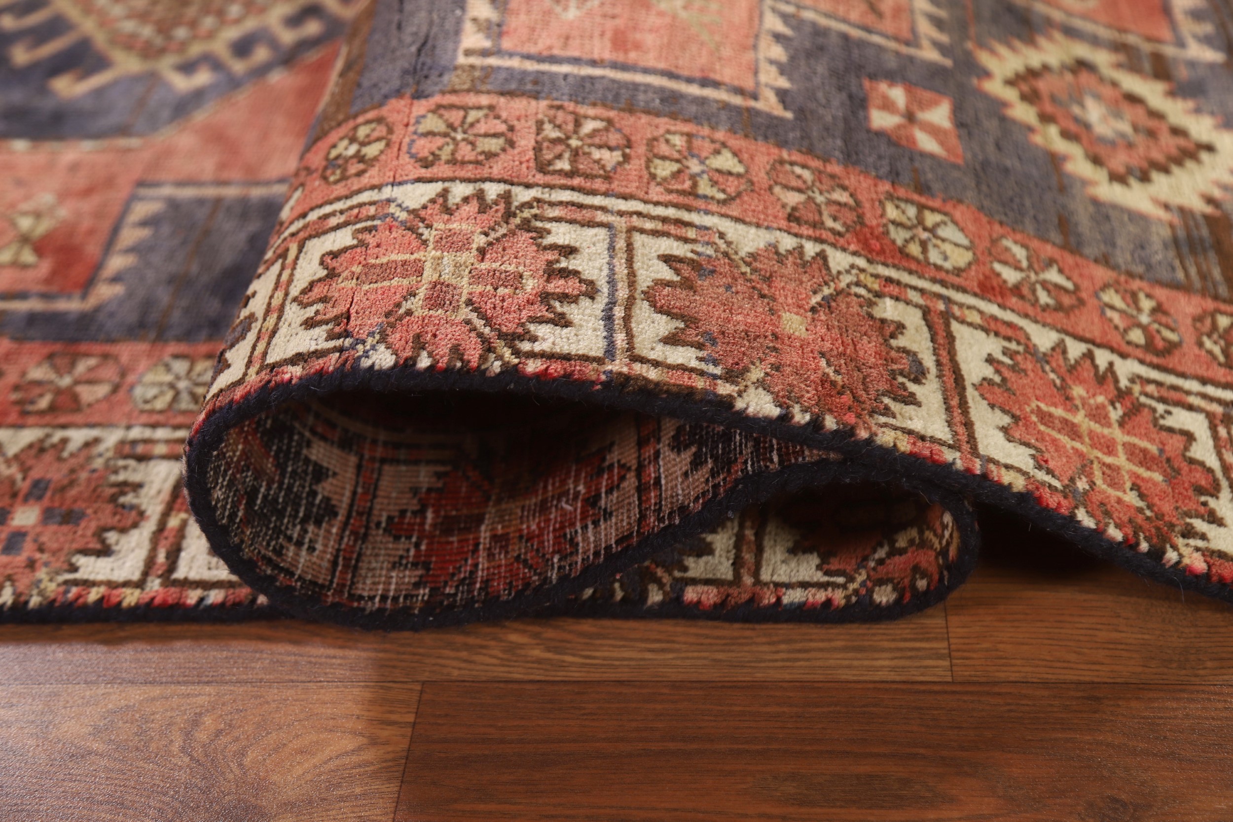 Runner Rug 4x11 ft.Navy Blue Hamedan Oriental Hand-Knotted