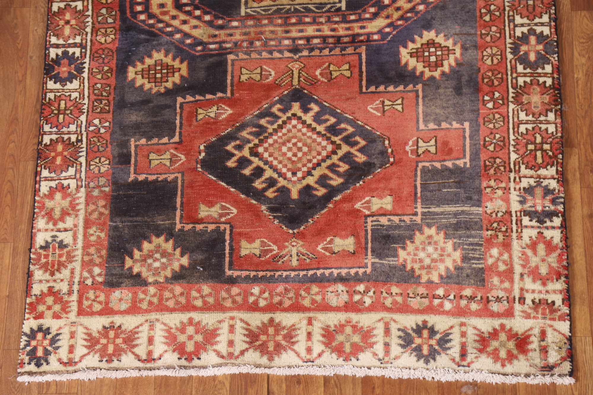 Runner Rug 4x11 ft.Navy Blue Hamedan Oriental Hand-Knotted Wool