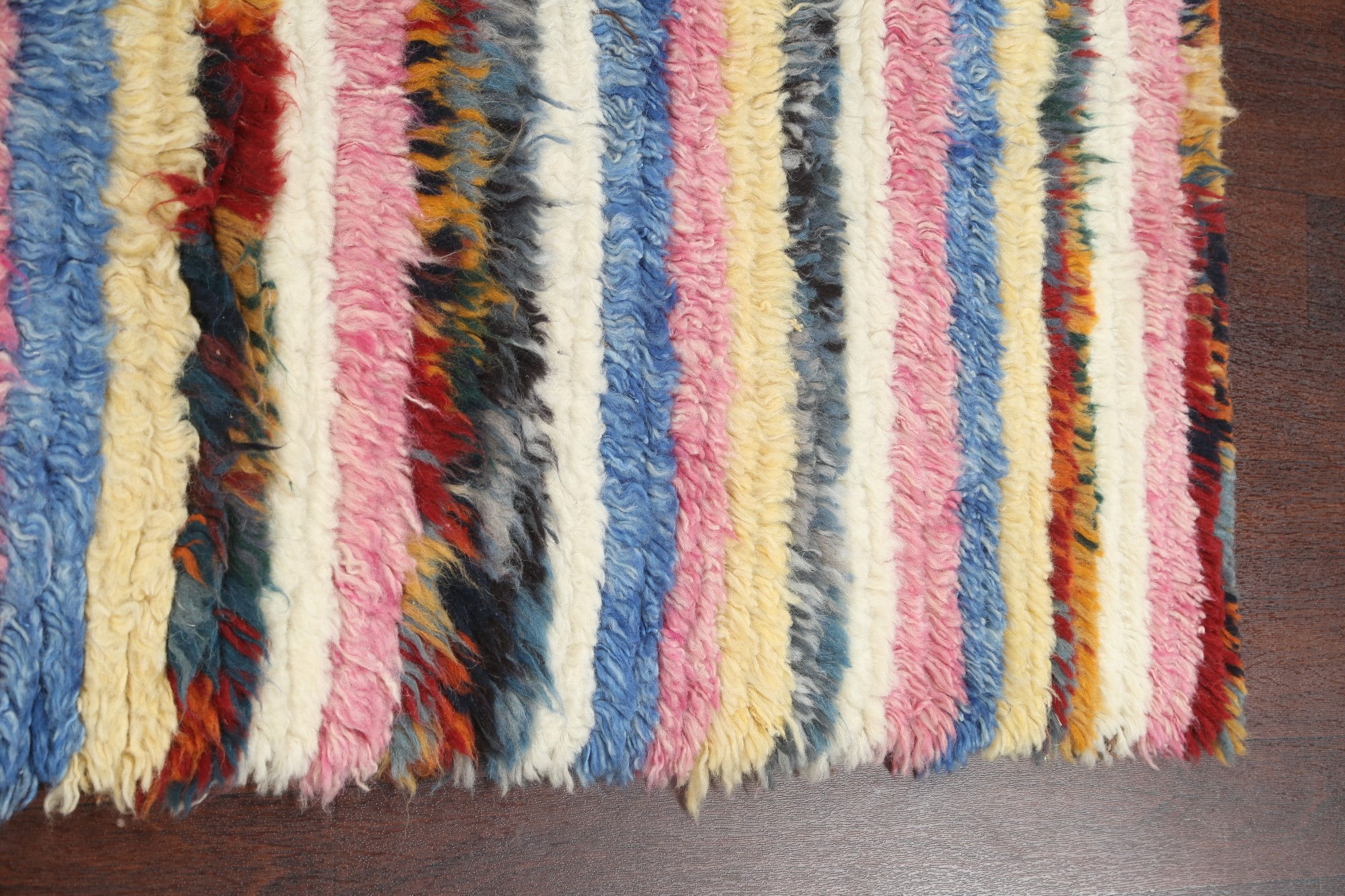Thick-Plush Striped Moroccan Berber Oriental Area Rug Wool Handmade 5x6
