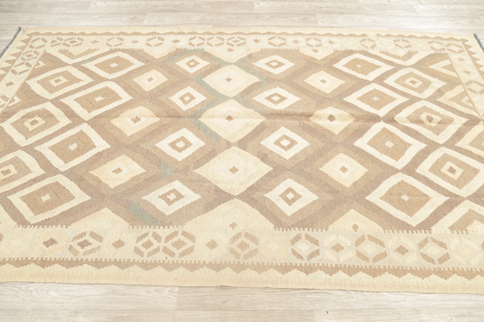 Diamond Shape Kilim Geometric Oriental Area Rug Wool HandWoven