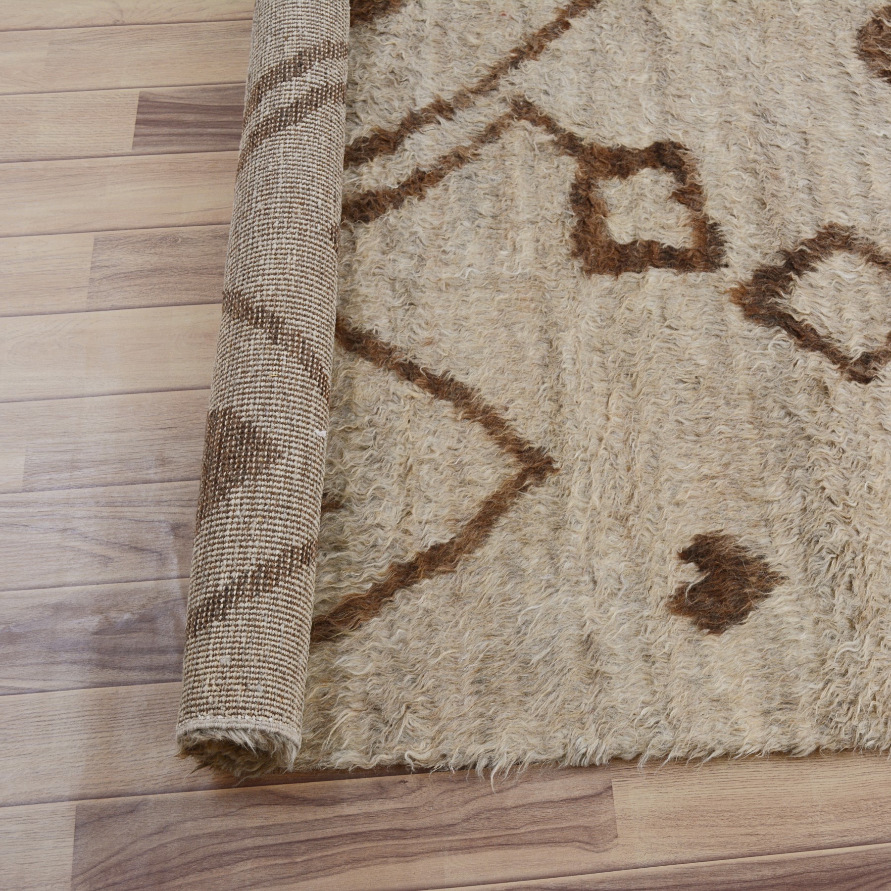 ThickPlush Natural Dye Moroccan Shaggy Tribal Handmade LambWool Area