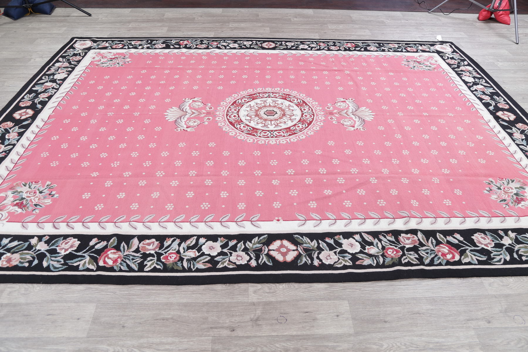 Spectacular! Floral Pink Aubusson Chinese Oriental Handmade Rug Wool NEW! 9x12 793686350872 eBay