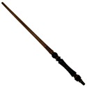 15" Hand Turned Black Rings Teak Wood Magic Wand S