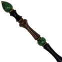 15" Hand Turned Emerald Tear Teak Wood Magic Wand 