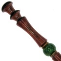 15" Hand Turned Carved Emerald Spiral Teak Wood Ma