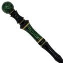 15" Hand Turned Emerald Orb Teak Wood Magic Wand