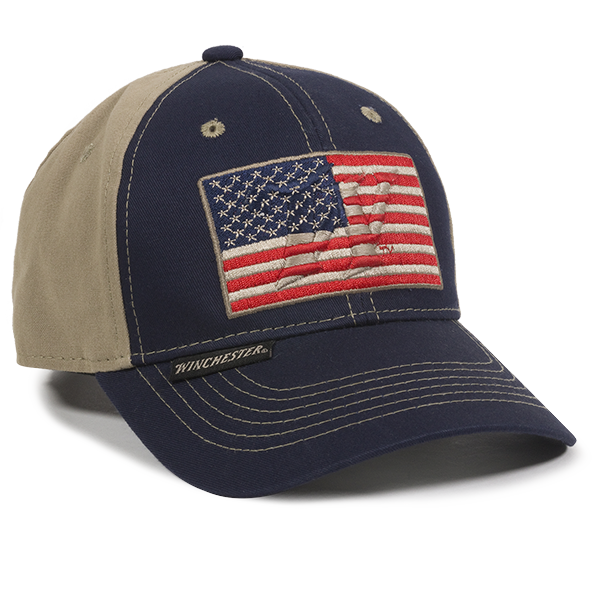 Winchester Adult American Flag Outdoors Cap Navy/Khaki US Flag Hunting ...