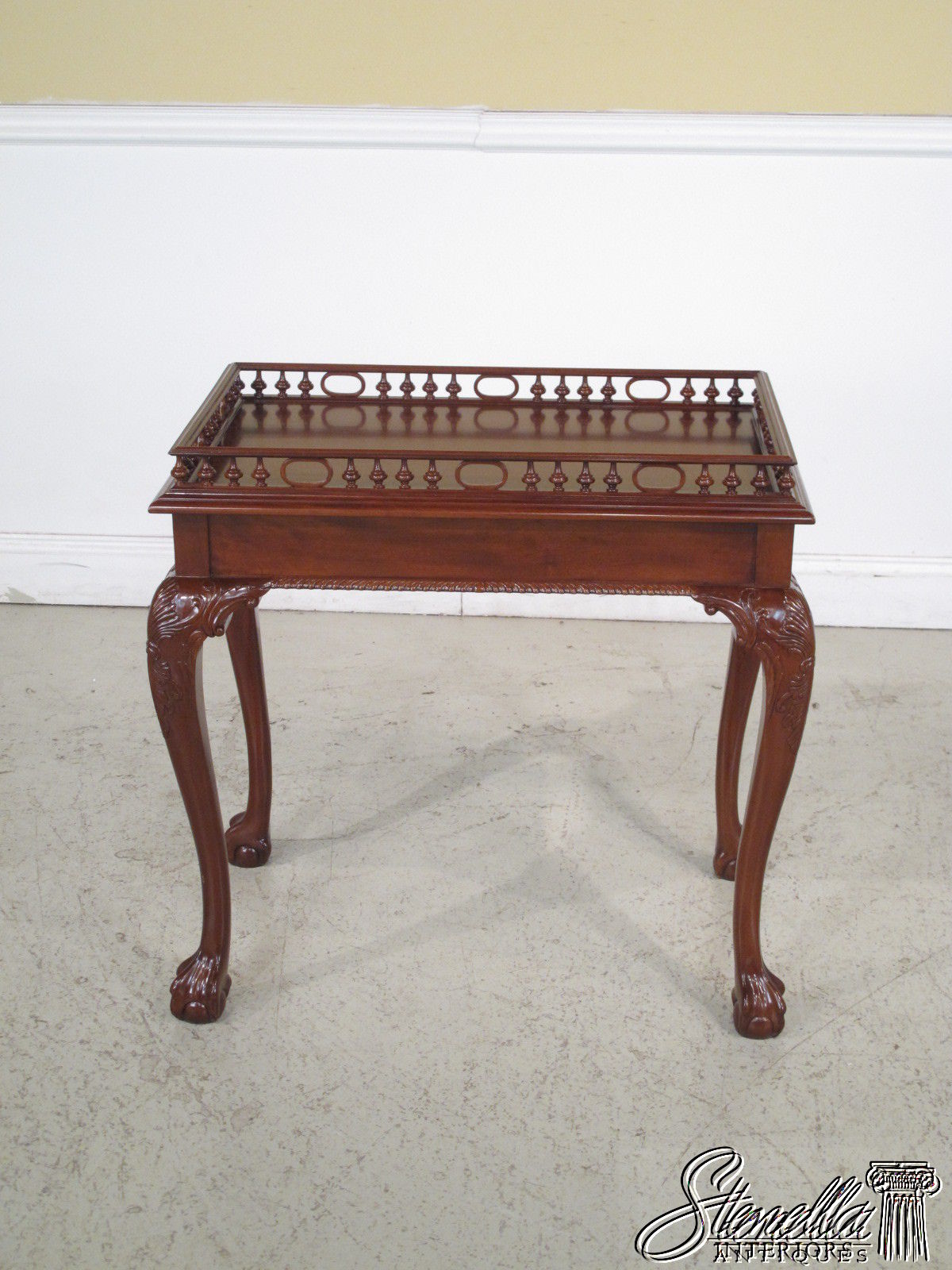 22439 New England Chippendale Style Solid Mahogany Claw Foot Tea