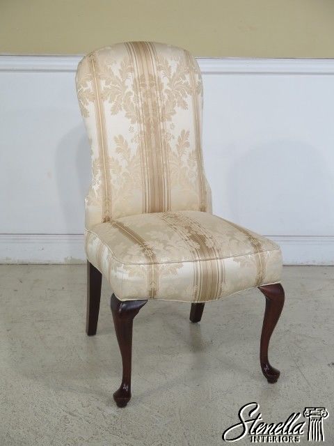 F44289EC: Pair JESSICA CHARLES Damask Upholstered Cherry Leg Chairs | eBay