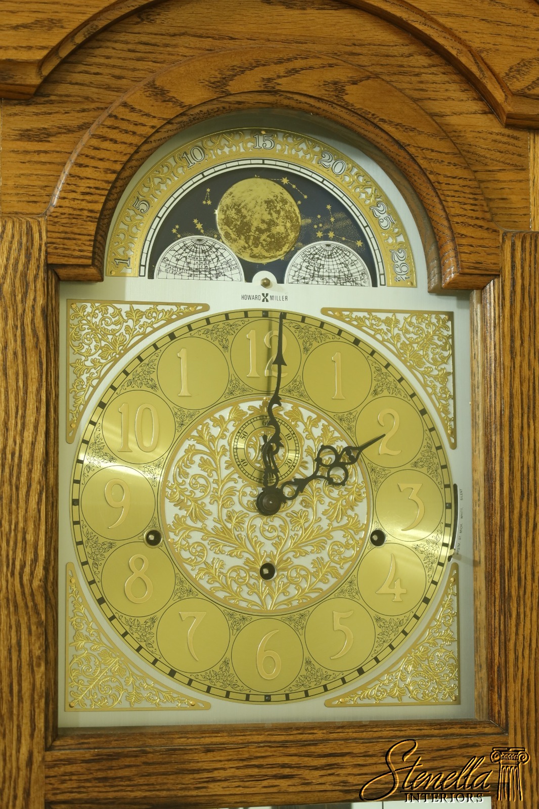 32759EC HOWARD MILLER Oak Grandfather Clock, Stenella Antiques & Interiors