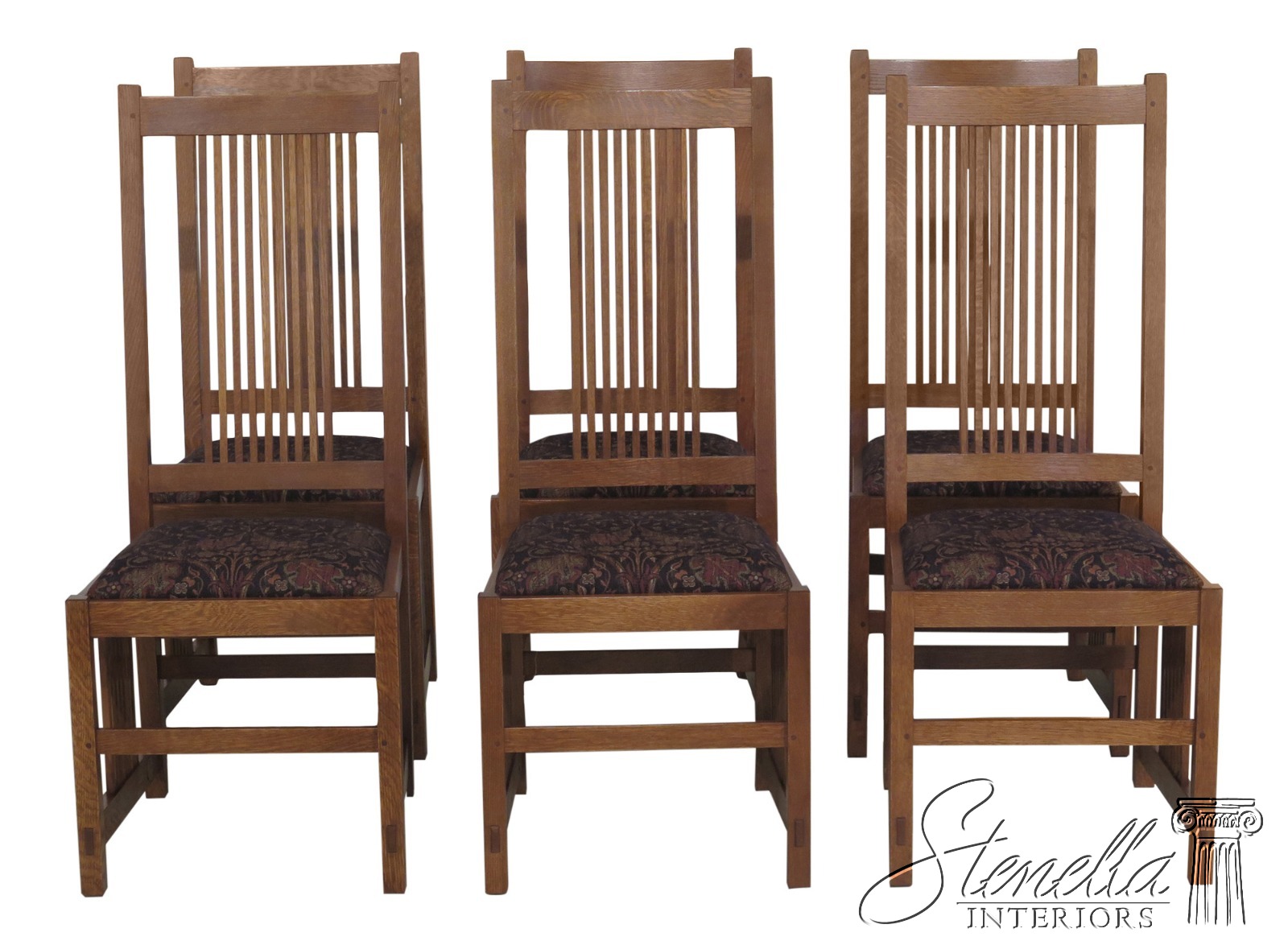 47909ec Set Of 6 Stickley Mission Oak Arts Crafts Dining Chairs