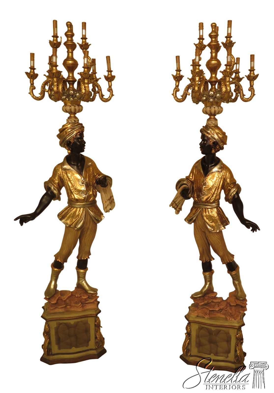 L46494EC Pair Large 9 Light Blackamoor Lighted Candelabra Statues eBay