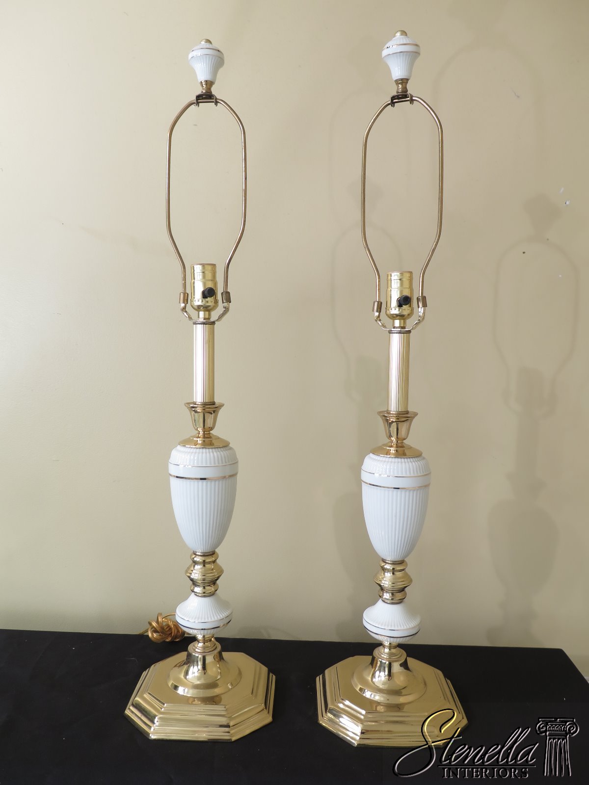 F46779EC Pair LENOX Porcelain & Brass Table Lamps eBay
