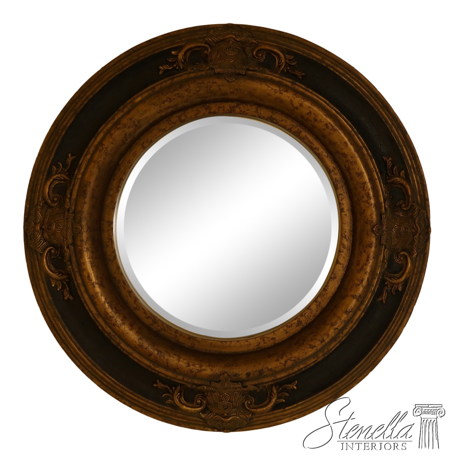 31609EC: Massive Round Beveled Glass Italian Style Mirror ...