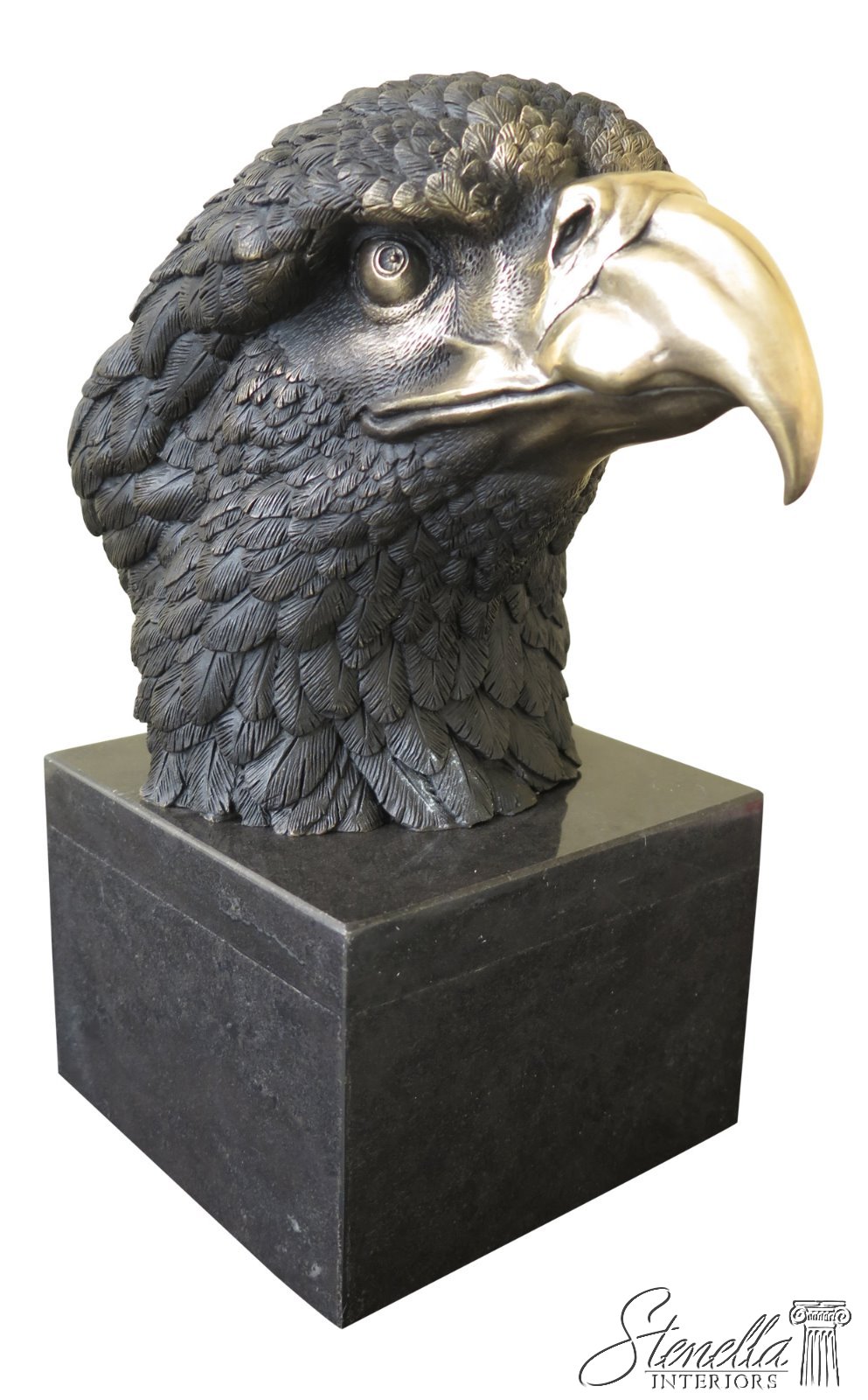 F37312: SIGNATURE STATUARY Bronze Eagle Head Marble Base Sculpture AL ...