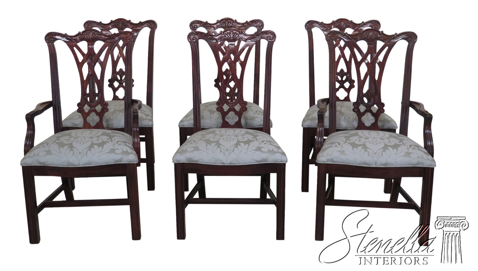 L48694EC Set Of 6 THOMASVILLE Chippendale Style Mahogany