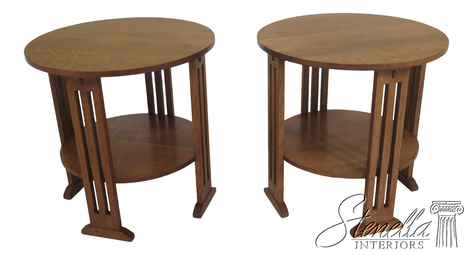 F31456ec Pair Stickley Round Mission Oak Occasional Tables Ebay