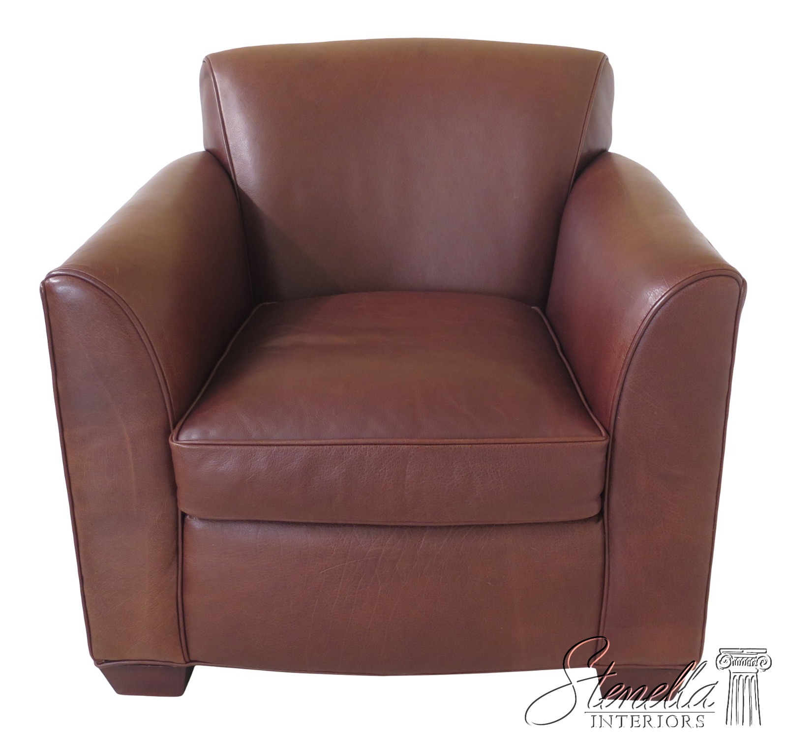 48877ec Crate Barrel Brown Leather Living Room Chair By Lee Ebay