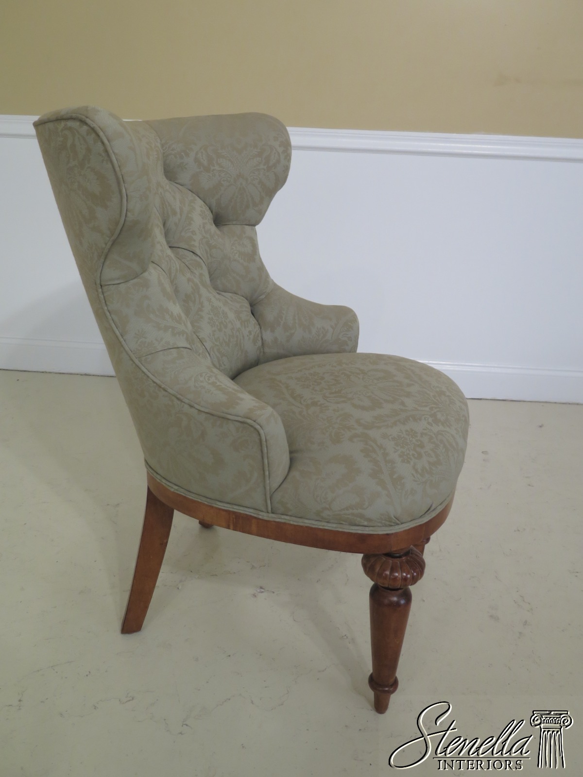 31465EC: Victorian Style Green Upholstered Tufted Back Parlor Chair | eBay