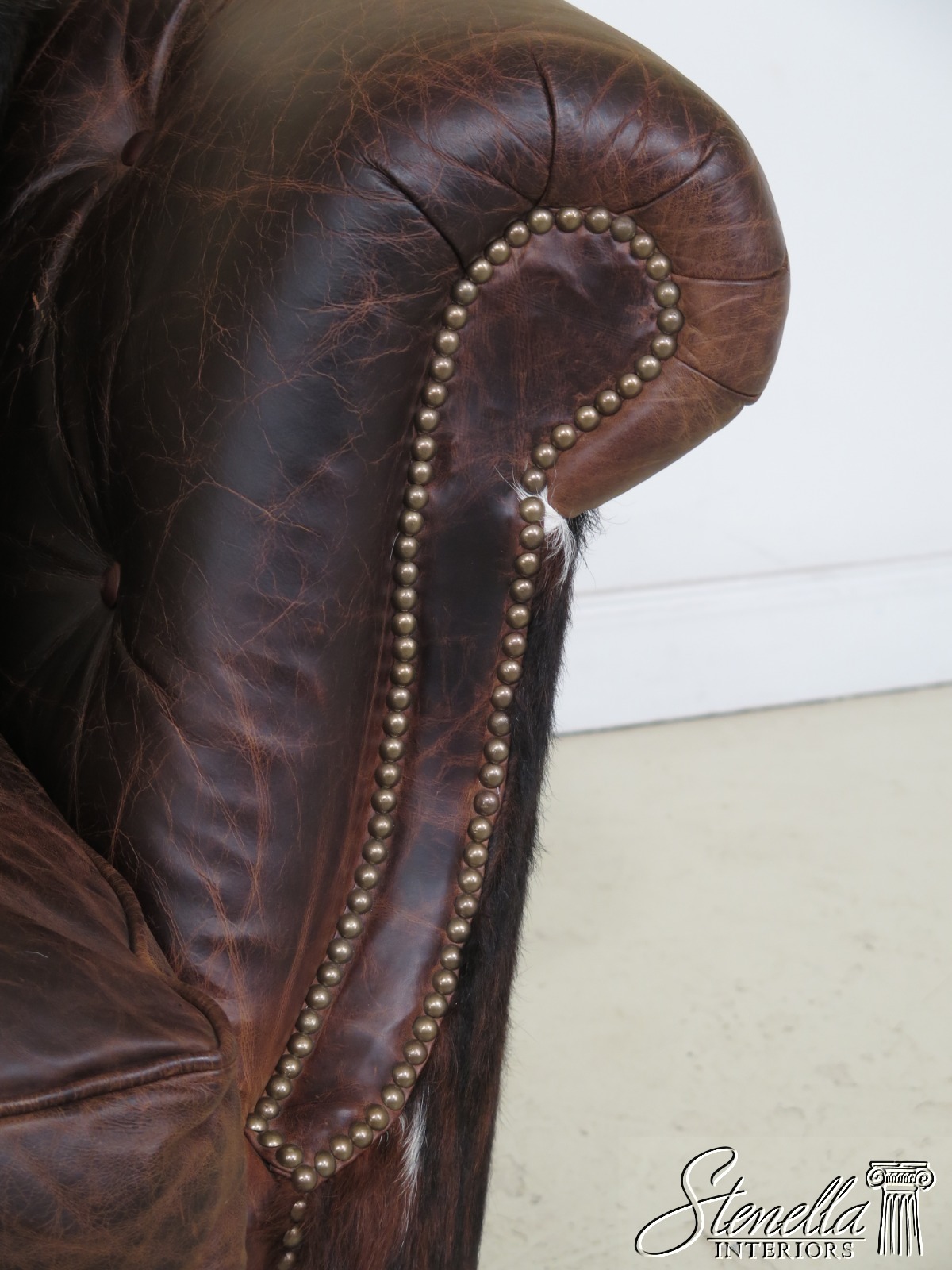 25647ec King Ranch Saddle Leather Hide Tufted Sofa Ebay