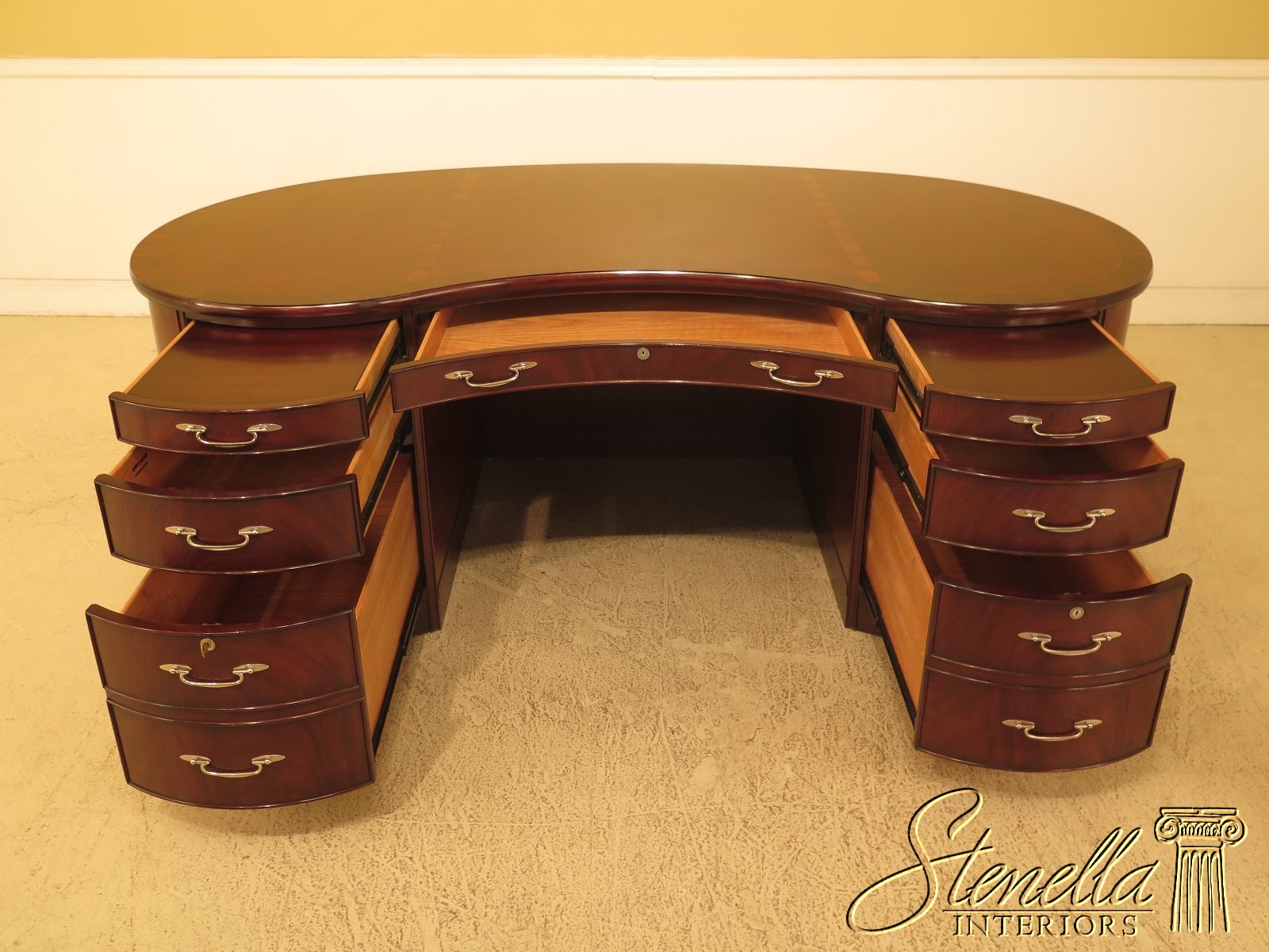 47592EC HENKEL HARRIS Mahogany Large Kidney Shaped Desk eBay