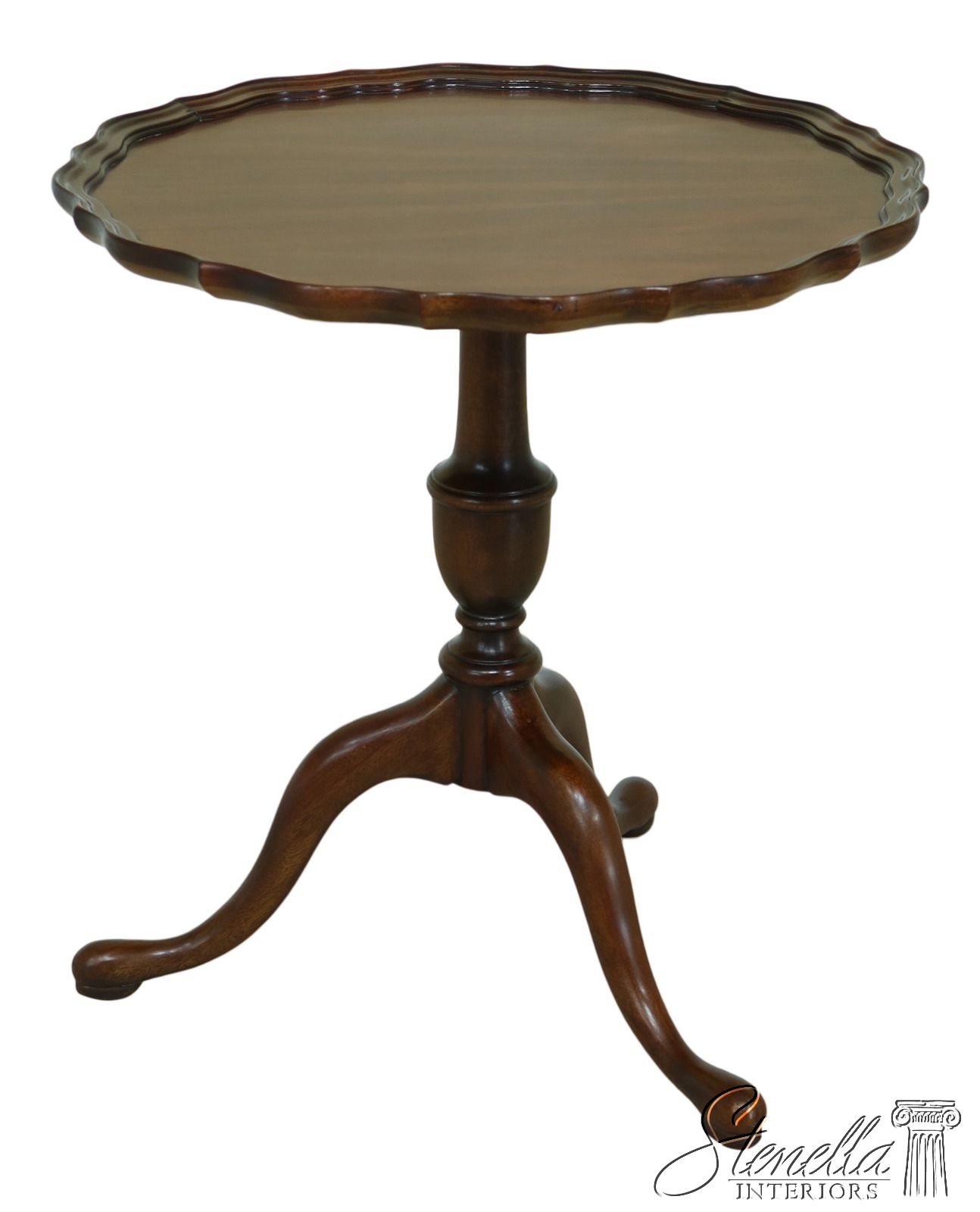 Antique Vintage Mahogany Round Pedestal Base Pie Crust Accent Table