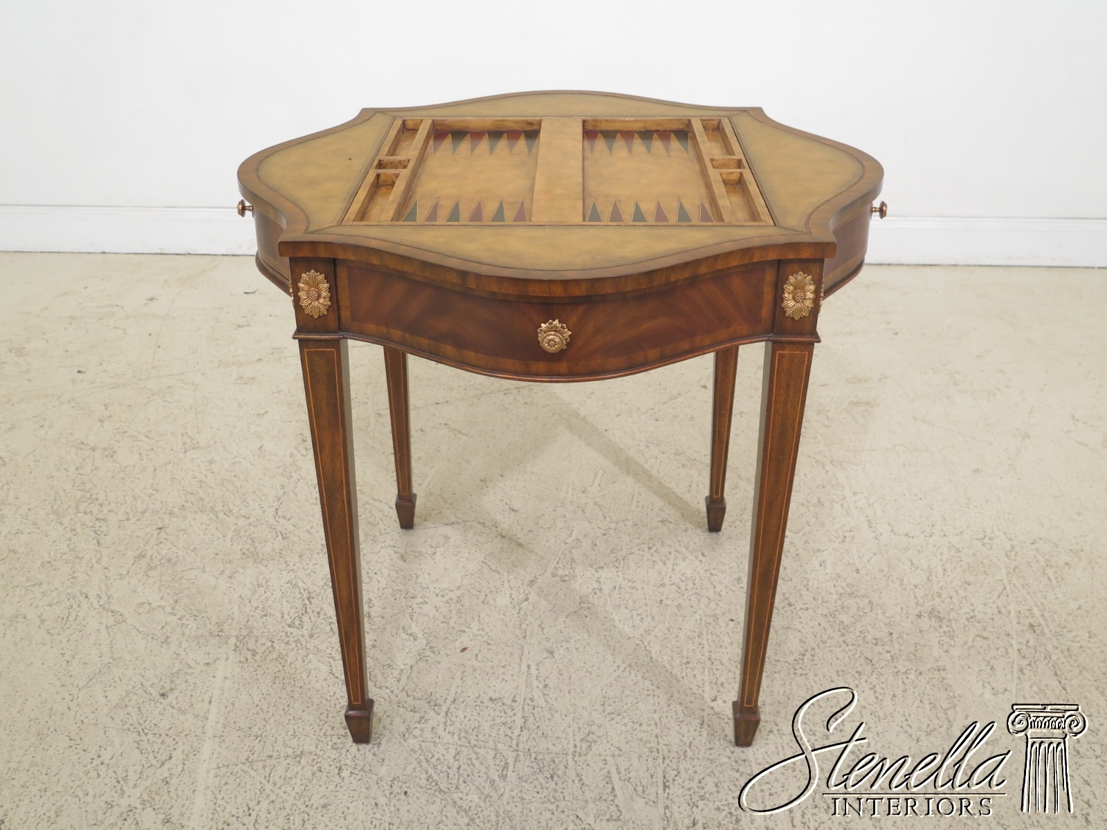 Item 30521ec Maitland Smith Leather Reversible Top Games Table