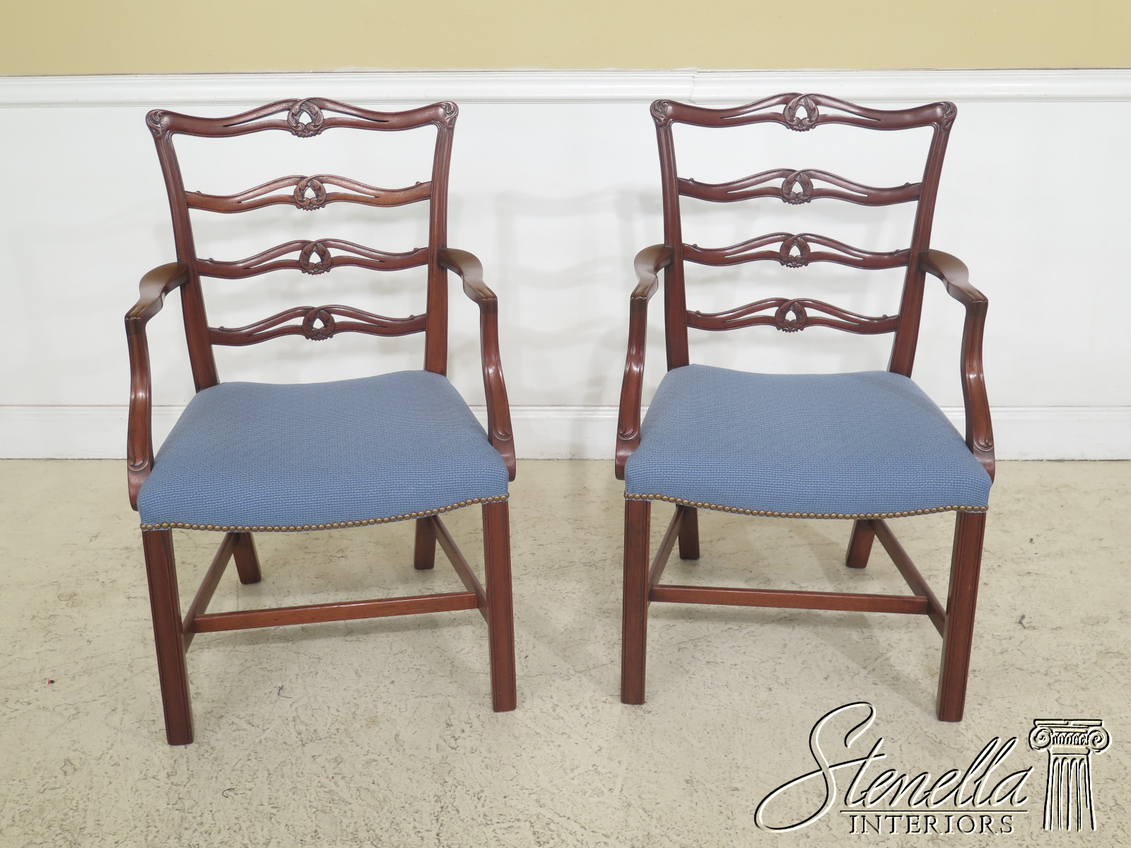 L47539EC Set Of 8 Ribbon Back Chippendale Mahogany Dining Chairs eBay