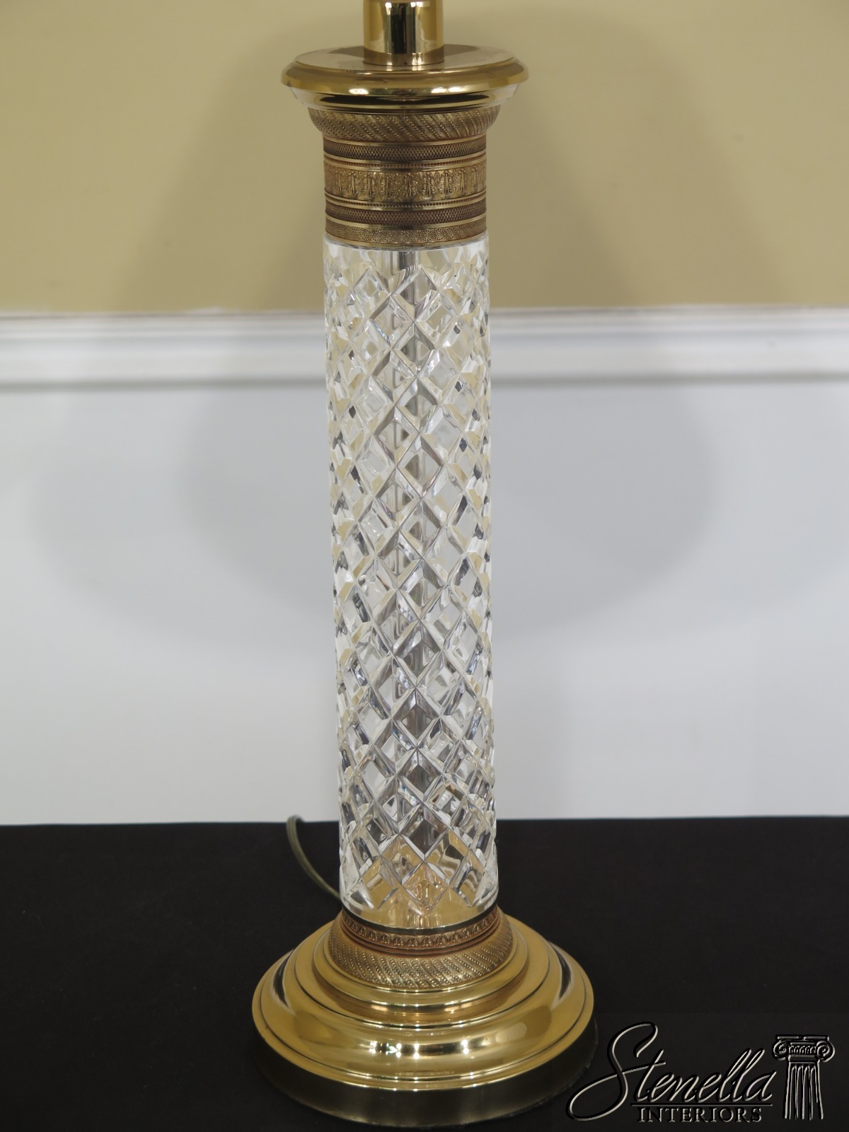 LF47146EC Brass & Crystal Column Style Classical Lamp w.Shade