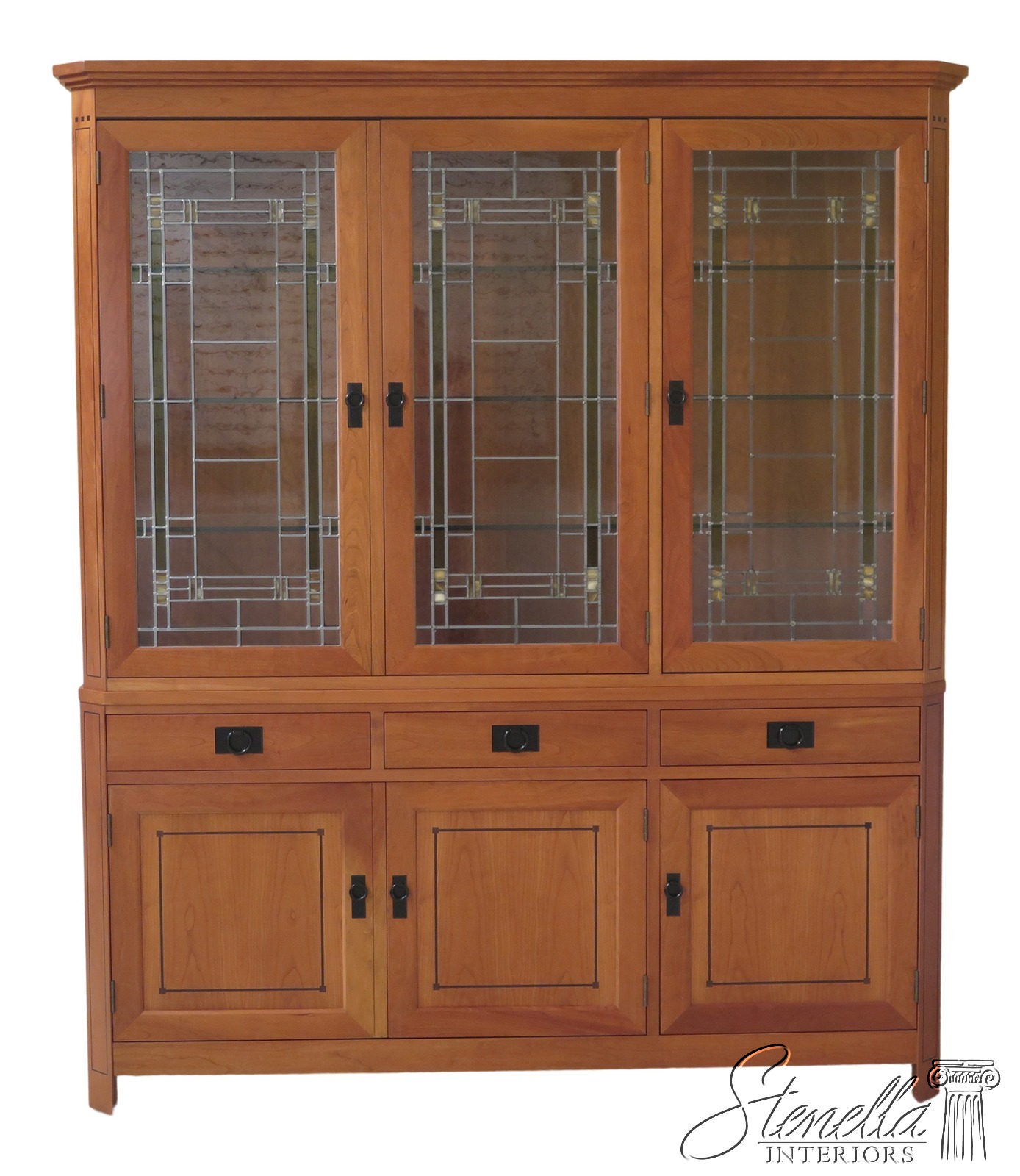 48397ec Stickley 21st Century Leaded Glass Arts Crafts Cherry