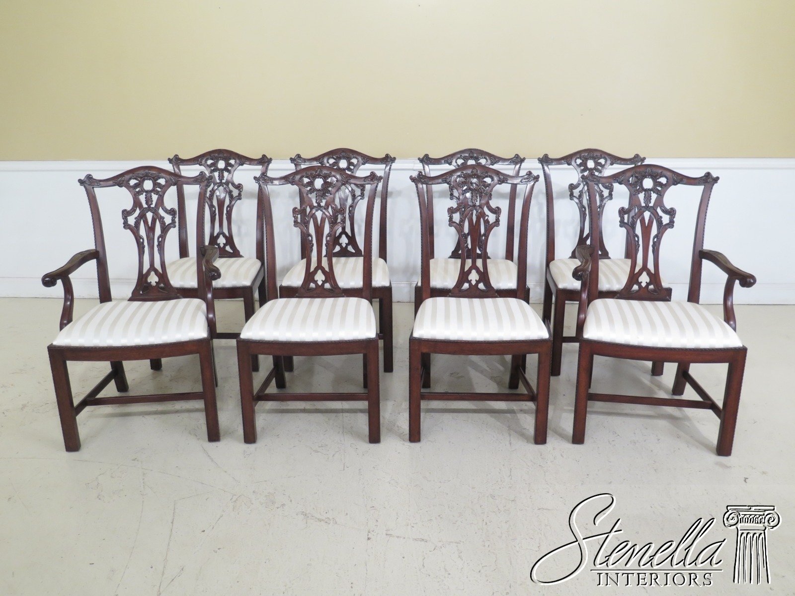L48373EC Set Of 8 HENREDON Chippendale Mahogany Dining Room Chairs eBay