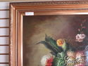 L37371: Gold Framed Oil On Canvas, Floral Arrangem